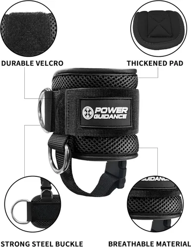 Miniatura 3 de POWER GUIDANCE Correa de tobillo para máquina de cable, correa de tobillo profesional para entrenamientos de glúteos, extensiones de piernas, correa