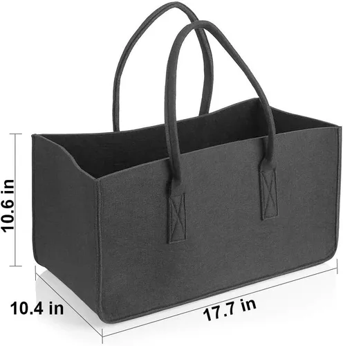Miniatura 2 de Bolsa para leña plegable para leña, con mango (Negro)