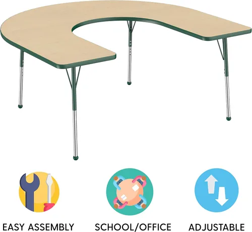 Miniatura 78 de FDP Clover Mesa de Actividades Escolar y de Oficina (48 x 48 pulgadas), patas estándar con deslizadores giratorios para entornos de asientos
