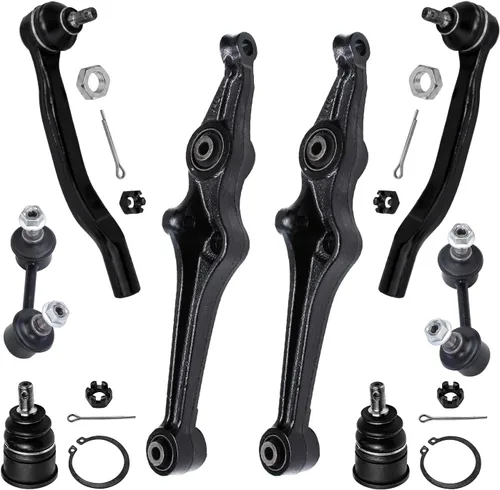 Miniatura 390 de Detroit Axle - Kit de brazos de control de extremo delantero de 8 piezas para Dodge Dakota 00-04, Durango 00-03, 4 brazos de control superior e