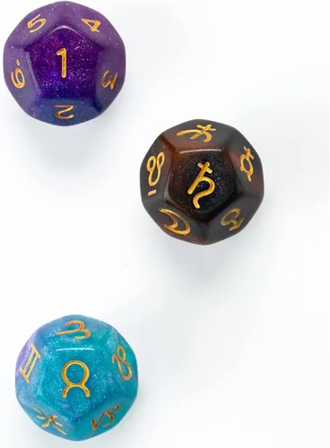 Miniatura 2 de SmartDealsPro 3 piezas de Astrología Astrología Astrología Adivinación Zodiaco D12 de 12 lados D12 para cartas de tarot de constelación (color 4)