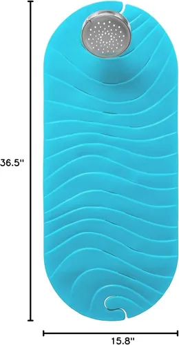 Miniatura 7 de Boon B11192 RIPPLE - Tapete antideslizante para bañera de bebé con gancho para colgar y orificios de drenaje, color azul