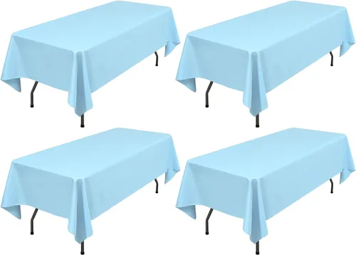 Miniatura 16 de Showgeous Paquete de 4 manteles rectangulares de poliéster de 60 x 102 pulgadas, resistentes a las arrugas, lavables, para bodas, mesas de comedor