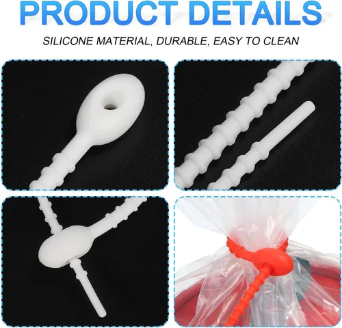 Miniatura 4 de MECCANIXITY Paquete de 12 bridas de silicona reutilizables de 6 pulgadas para el hogar, oficina, cocina, organizador de bolsas de alimentos, gestión