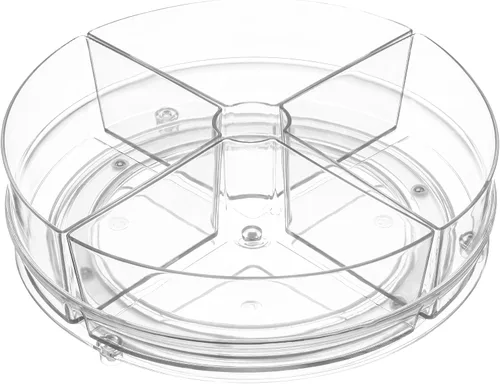 Recipiente giratorio de plástico redondo Home Intuition Lazy Susan para almacenamiento de alimentos para cocina (4 compartimentos removibles,