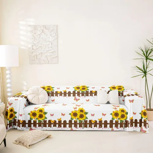 Miniatura 18 de Erosebridal Funda de sofá floral de 71 x 91 pulgadas, diseño de loto, antideslizante, acuarelas, diseño de hojas de flores azules, con pintura