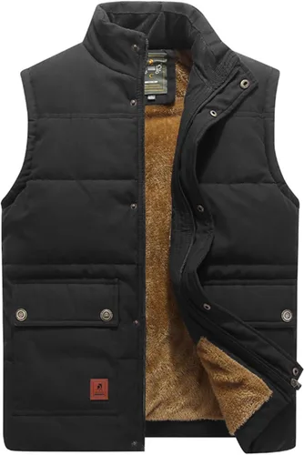 Chaleco acolchado de invierno cálido para hombre, con forro polar grueso, sin mangas, chaqueta sin mangas
