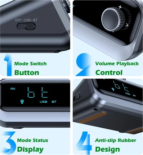 Miniatura 7 de KAIY Receptor Bluetooth para estéreo doméstico, adaptador de audio Bluetooth óptico y coaxial y AUX para amplificador y altavoces con cable