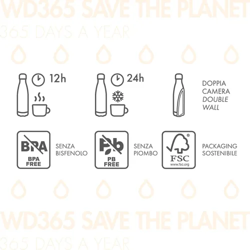 Miniatura 2 de WD Lifestyle Botella de agua de acero inoxidable, 17 onzas líquidas, recipientes aislados al vacío de doble pared, mantiene las bebidas frías