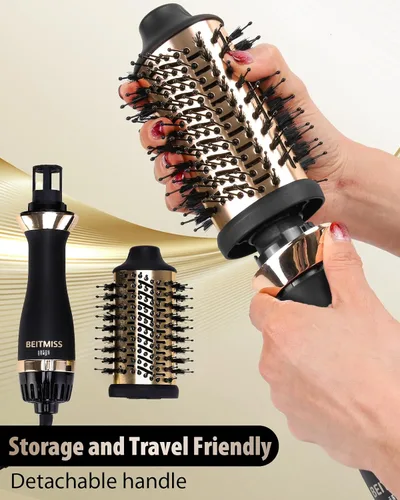 Miniatura 5 de Cepillo secador de pelo: Desmontable 4 en 1 con tecnología iónica, cepillo secador ovalado barril con tecnología iónica esponjoso, por debajo