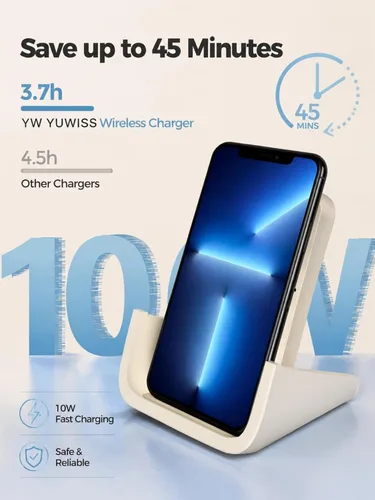 Miniatura 2 de Cargador inalámbrico YUWISS Soporte de carga inalámbrico Cargador sin cable 10/7.5/5W Compatible con iPhone 14 13 12/12 /11Pro Max/XR/XS Blanco