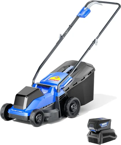 Wild Badger Power Cortacésped inalámbrico de 40 V 14 ″ sin escobillas, 5,445 pies cuadrados/0.125 ac,1×4.0Ah batería y cargador rápido, altura de 5