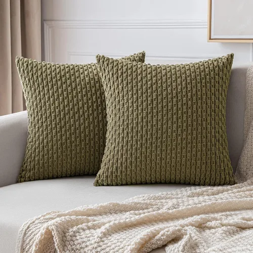 Miniatura 18 de MIULEE - Paquete de 2 fundas de cojín decorativas, modernas y boho, de terciopelo, con textura a rayas, para sofá, cama, sala de estar, decoración