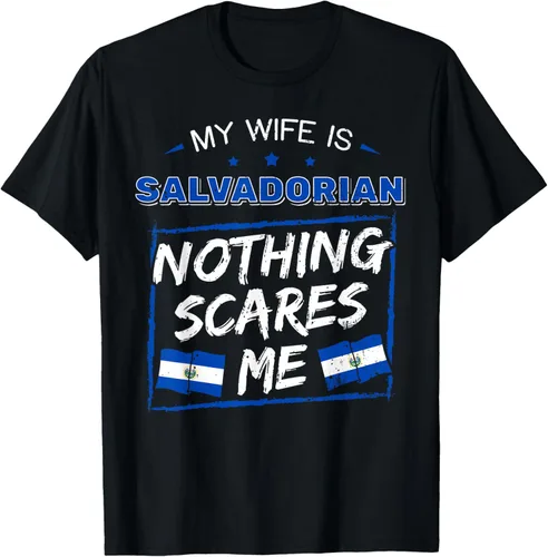 Camiseta con la bandera de raíces salvadoreñas de El Salvador My Wife Is Salvadoran Roots, Negro -
