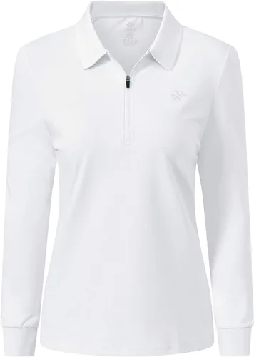 Miniatura 39 de JINSHI Polo de golf para mujer, de manga larga, con cremallera, deportiva, de secado rápido, atlética, casual, ajustada