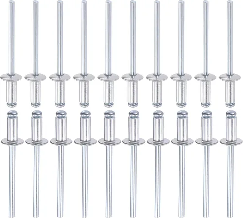 Miniatura 10 de DTGN Remaches ciegos de 0.094 in x 0.236 in (DxL) - Paquete de 60 - Bueno para unión de maquinaria - Remache de extremo abierto de cúpula de aluminio