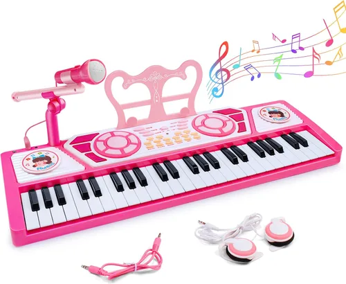 Juguetes para niñas de 3 años en adelante: Regalo de 49 teclas Teclado de piano para niños, juguete de instrumento musical educativo multifuncional