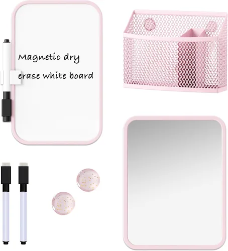 Svartur - Accesorios magnéticos para casillero de niñas con pizarra magnética, espejo de casillero y soporte magnético para bolígrafos, decoración