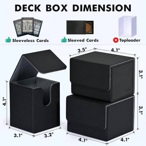 Miniatura 5 de Caja de almacenamiento para mazo de cartas ZLCA para MTG, caja de cubierta para mazo Yugioh con capacidad para 100+ cartas con funda individual, A1