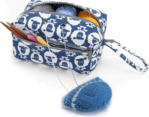 Miniatura 9 de Luxja Bolsa de almacenamiento de hilo pequeña, bolsa de punto portátil para madejas de hilo, ganchos de ganchillo, agujas de tejer