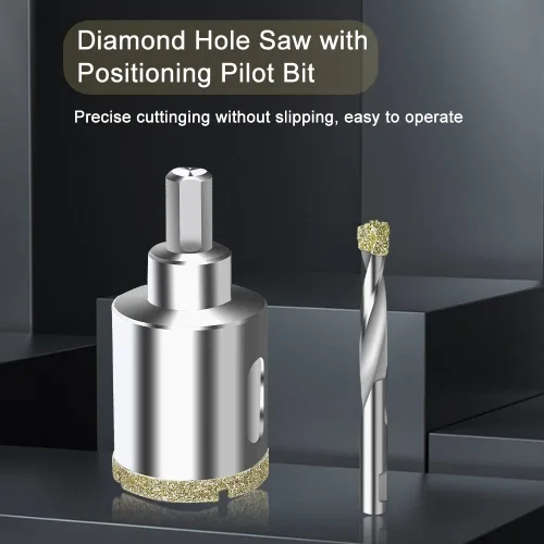 Miniatura 3 de ASNOMY Sierra perforadora de diamante de 2 pulgadas (1.969 in) con broca piloto, sierra de agujero recubierta de punta de diamante de 2 pulgadas