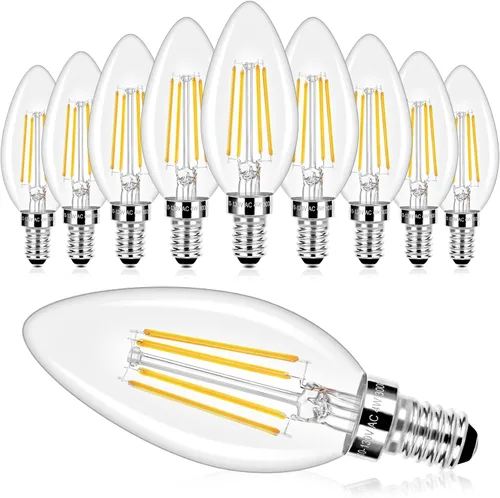 Miniatura 23 de E12 LED Candelabra Bulbs 40 Watt Equivalent, 4W Vintage Candle Light Bulbs Dimmable, 350Lm Amber Warm White 2200K B10 Edison Bulb, Filament Clear