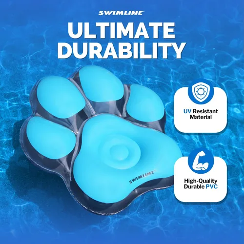 Miniatura 6 de SWIMLINE Original Pet Pawprint Flotador de Piscina – Tumbona de vinilo duradera para adultos y adolescentes – Divertido flotador de piscina