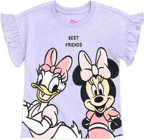 Miniatura 47 de Disney Minnie Mouse - Conjunto de camiseta floral arcoíris y pantalones cortos de cambray, tallas de bebé a niño grande (12 meses - 14-16)