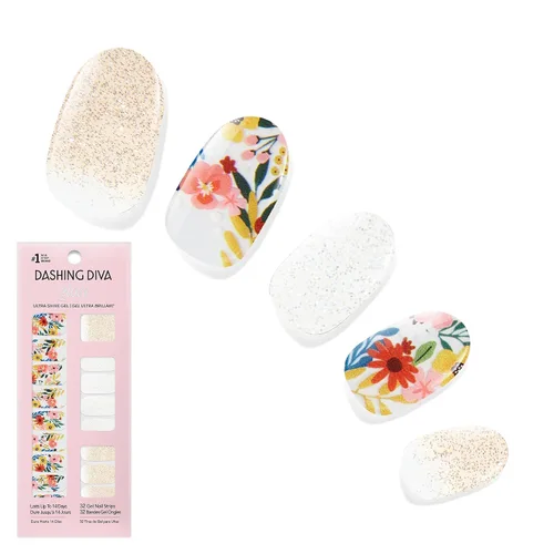 Miniatura 23 de Dashing Diva Flor Azul - Tiras de uñas de gel brillantes, sin rayos UV, resistentes al astillado, de larga duración, juego de manicura de 3 piezas
