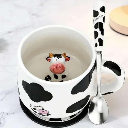 Miniatura 12 de Arawat Bonita taza de café de alpaca con interior de alpacas divertido estampado de alpaca, tazas de café de 11.8 fl oz con cuchara, tazas de té