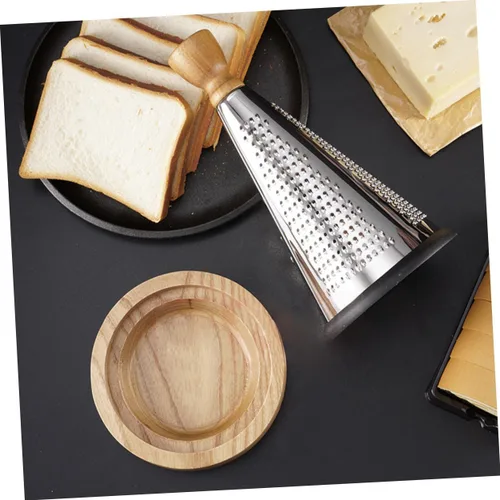 Miniatura 3 de Uonlytech Multifunctional Kitchen Cheese Grater with Wood Handle Stainless Steel Three-sided Design Stable Stand for Home Restaurant Vegetable