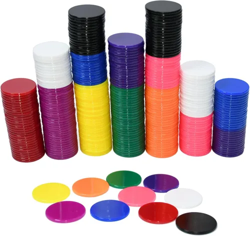 Smartdealspro 300pcs 1 pulgada 10 colores opaco plástico aprendizaje contadores contando mini fichas de juego de fichas de póquer (sin borde)