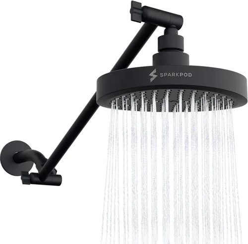 Miniatura 25 de SparkPod Cabezal de Ducha de Lluvia Redondo con Brazo de Extensión - Cabezal de Ducha de Altura Ajustable con Rendimiento de Alta Presión