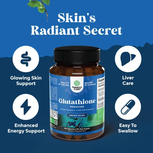 Miniatura 3 de Suplemento de glutatión L para apoyo de la piel y el hígado, glutatión extra fuerte de 1000 mg con extracto de cardo mariano de silimarina ALA