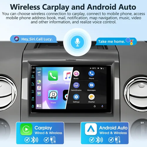 Miniatura 2 de 2+64G Radio estéreo para coche para Ford F150 con CarPlay inalámbrico Android Auto 7 "pantalla táctil Bluetooth audio con navegación GPS espejo