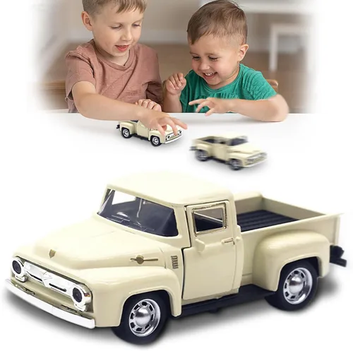 Camión de juguete beige pequeño para niños pequeños de 2, 3, 4, 5, 6, 7, 8 años niños y niñas, coche de juguete de aleación 1:32 para niños pequeños