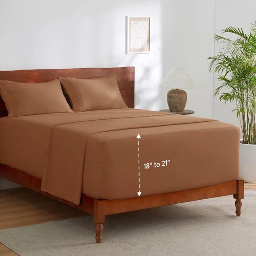 Miniatura 7 de Bedsure Juego de Sábanas King de Bolsillo Profundo - Se Adapta a Colchones de Hasta 21 Pulgadas de Grosor - 4 Piezas Sábanas de Cama GentleSoft