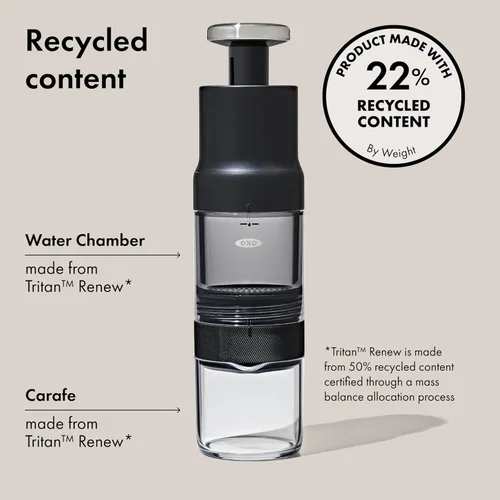 Miniatura 10 de OXO Brew Rapid Brewer - Cafetera portátil de café, preparación rápida manual de café caliente y frío, cafetera manual compacta, cafetera de viaje