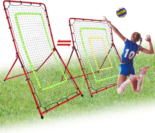 Red de rebote de voleibol 2 en 1: red de rebote convertible de 7 x 3.5 pies y red de rebote de 5.5 x 4.5 pies para béisbol, sóftbol, voleibol,