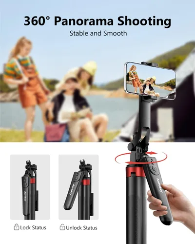 Miniatura 6 de Aureday Trípode de teléfono de 72" y palo para selfie, soporte de trípode para teléfono celular con control remoto inalámbrico y soporte extensible