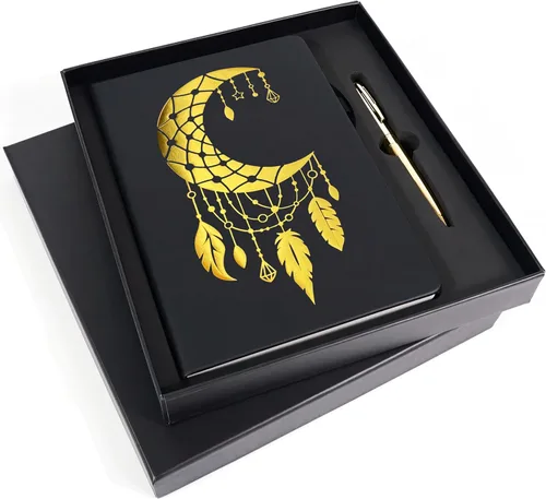 Miniatura 10 de Veway Juego de regalo de diario y bolígrafo de mandala - Diario de cuero vegano con bolígrafo - Diario profesional para mujeres u hombres - Juego