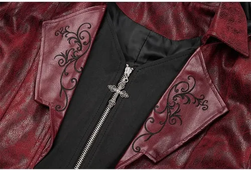 Miniatura 5 de Chaqueta steampunk de piel sintética para hombre, estilo medieval gótico, victoriano, abrigo de vampiro