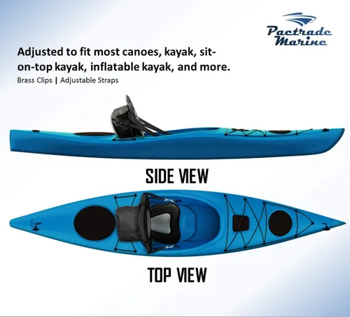 Miniatura 4 de Pactrade Marine Correas ajustables, color negro y gris, extra acolchado, asiento de kayak de lujo, bolsa de almacenamiento desmontable, respaldo