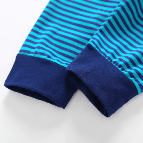 Miniatura 6 de Conjunto de ropa de bebé para niños, 2 piezas, para niños recién nacidos, dibujos animados, perro de manga corta, camiseta Tops+pantalones a rayas