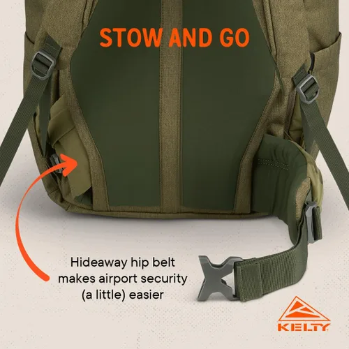 Miniatura 7 de Kelty Mochilas para viajeros Redwing, paquete de viaje para viajes de aventura Oliva quemada y negro Burnt Olive