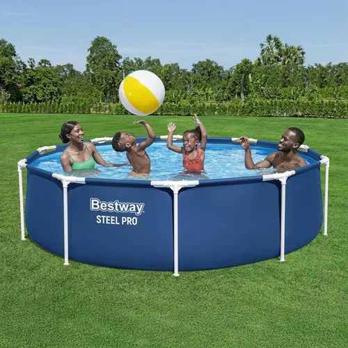 Miniatura 2 de Bestway Steel Pro - Juego de piscina redonda de 10 pies x 30 pulgadas con marco sobre el suelo, para exteriores, con bomba de filtro de 330 GPH, azul