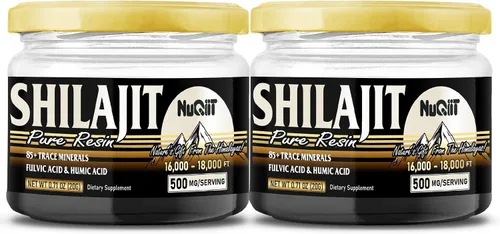 2 paquetes de suplemento Shilajit de 0.71 oz para suministro de 80 porciones, apoya la inmunidad, la salud cerebral y más - 500 mg Shilajit puro