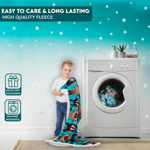 Miniatura 7 de Manta de forro polar sherpa ultrasuave Manta acogedora de felpa para niños Reversible con estampados aztecas Lavable Tamaño amplio