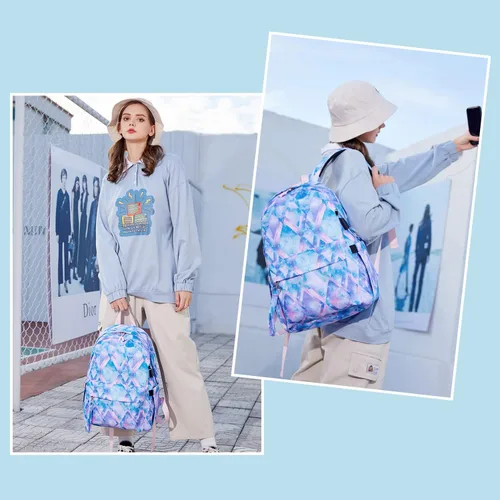 Miniatura 2 de Mochila escolar 3 en 1, Azul Tie dye, Mochila escolar
