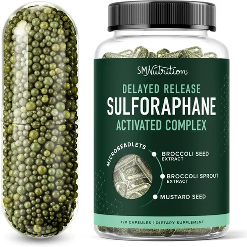 Suplemento de sulforafano de 50 mg de brotes de brócoli | Activación NRF2, salud celular y apoyo inmunológico | Glucorafanina, mirosinasa y